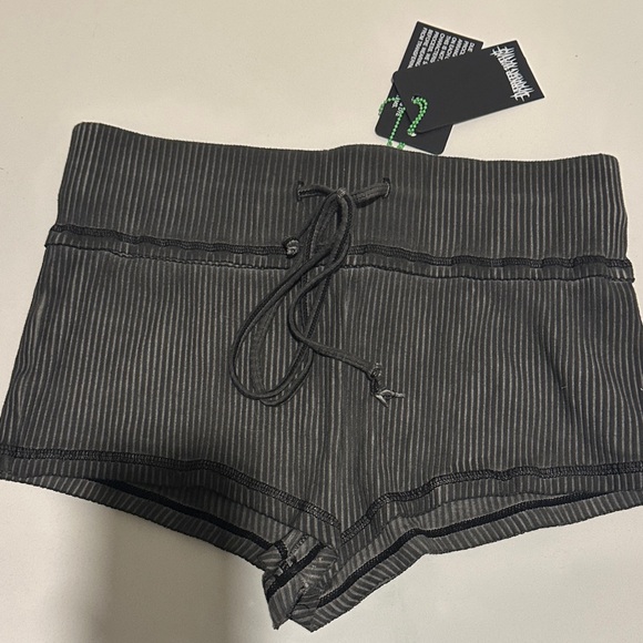 Dolls Kill Pants - Darker Wavs Ribbed Shorts